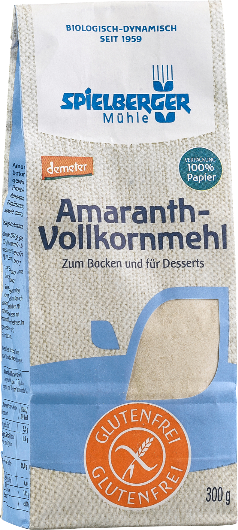 Amaranth-Vollkornmehl, glutenfrei, demeter - 300g