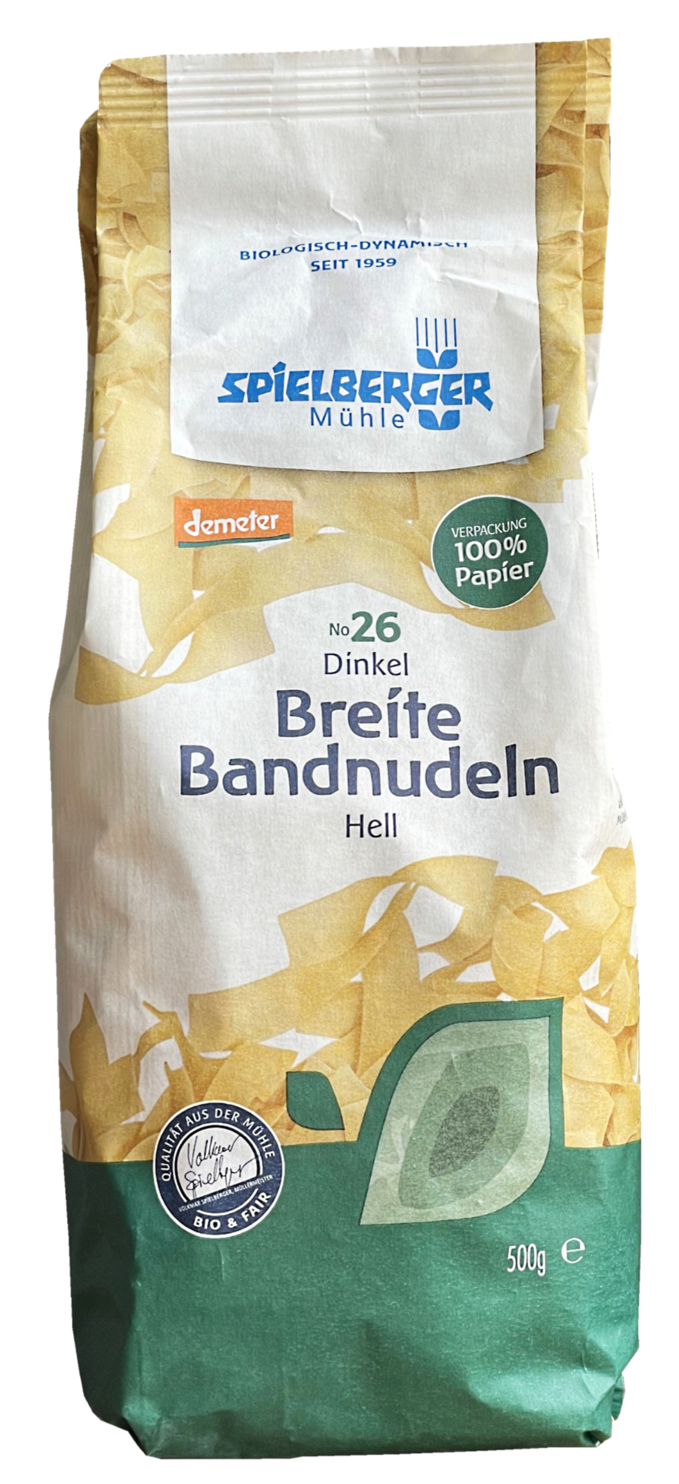 Breite Dinkel-Bandnudeln 18 mm, hell demeter 500g